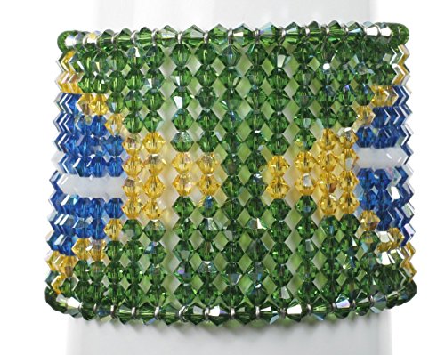 Karen Curtis Swarovski Crystal Brazilian Flag Cuff Bracelet #TOP3