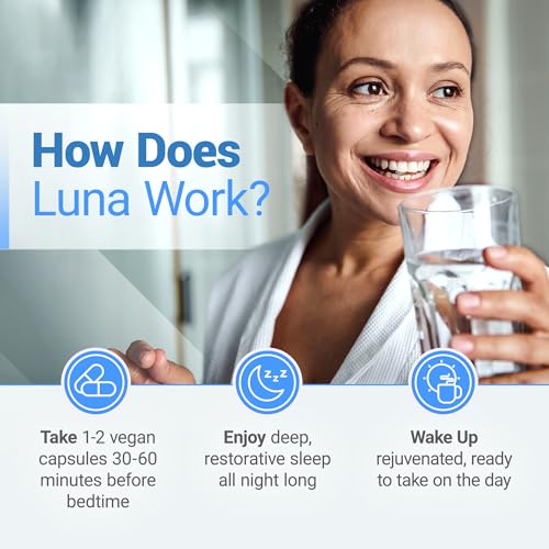 Nested Naturals Luna Sleep Supplement, Melatonin Free, Non-Habit Forming Herbal Sleep Supplement, Adult Bedtime Support, Help Sleeping w/Chamomile, Valerian, L-Theanine, 60 Vegan Capsules - Image 5