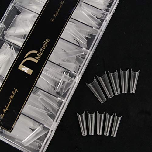 Clear Coffin Nails Tips - Michelle Nail Tips for Acrylic Nails Professional, 504pcs Half Cover Ballerina French Nail Tips with Box, False Fake Nail Tips for Nail Salons Home, 12 Sizes