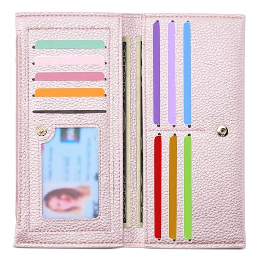Image of Tipmile Slim Wallet for Women, RFID Blocking Credit Card Holder | Thin Compact Bifold Wallet with Zipper, Ladies Gift