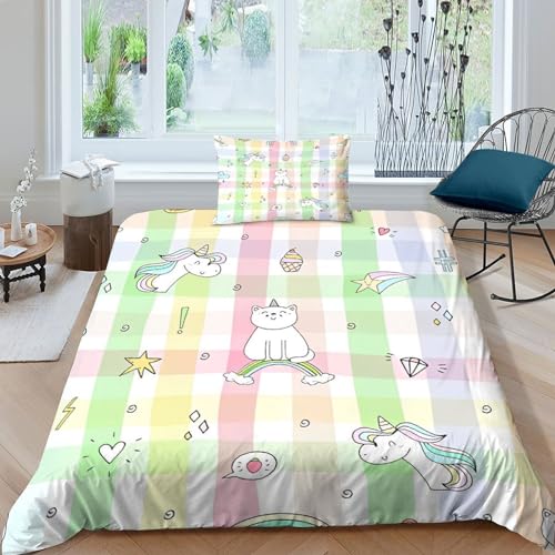 Parure de lit licorne en microfibre durable avec fermeture à glissière - 2