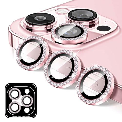 Kucheed Diamond Camera Lens Protector Compatible for iPhone 11 Pro/11 Pro Max, Bling Tempered Glass Camera Cover, Individual Automatic Alignment Metal Rings, Glitter Phone Lens Cover Film Stickers