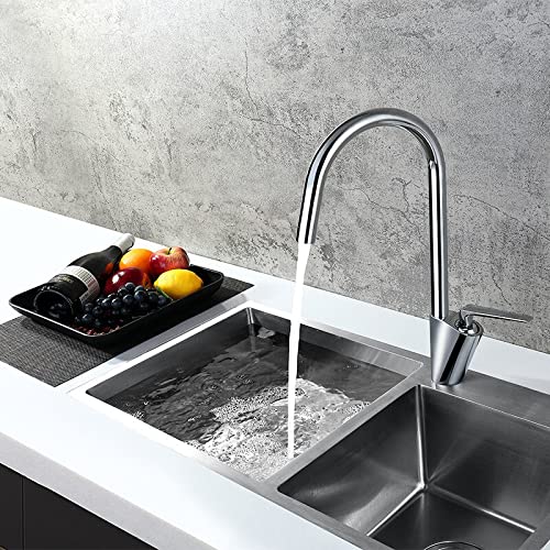 Robinet d'évier de cuisine mitigeur laiton chrome chaud et froid