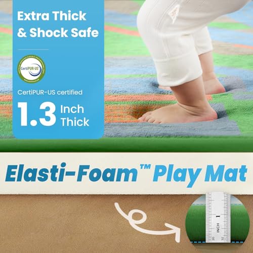 Image of 1.3 inch Thick Baby Floor Play Mat 59x79 Memory Foam Kids Mat(Race Track)