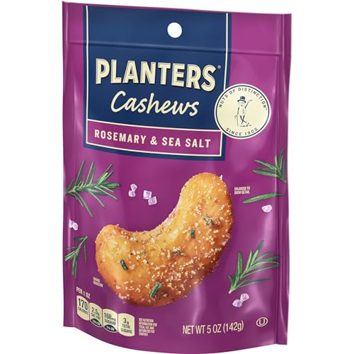 Image of PLANTERS Cashews Rosemary & Sea Salt, Party Snacks, 5 Oz Bag (Pack of 2)