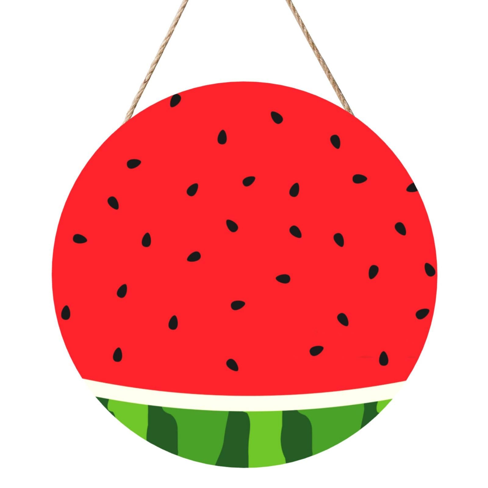 InOmak Watermelon Pattern, Fruit, Red, Stylish, Round Wood Panel Painting 12 in, Wall Hanging Painting For Home
