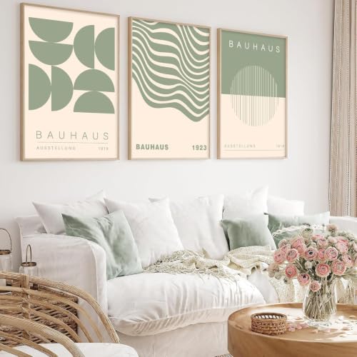 Poster Sage Green Abstract avec lignes géométriques et impression boho moderne