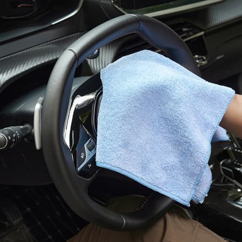 Image of Amazon Basics Microfiber Cleaning Cloth | 350 GSM | Ultra Soft | Super Absorbent | Reusable | Pack of 5 (Multicolor)- 40cm X 40cm