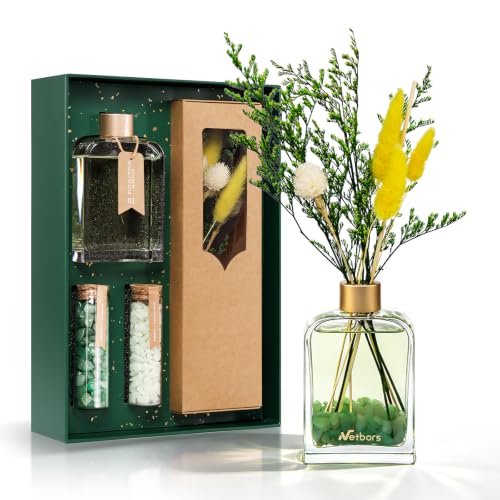 Set Reed Diffuser Aromaterapia 6 oz con Flores y Cristales
