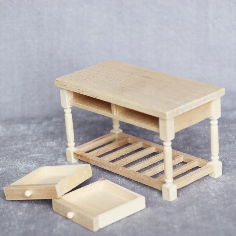 Miniatura 2 de AirAds - Casa de muñecas a escala 1:12, muebles en miniatura, para sala de estar, mesa de centro sin terminar