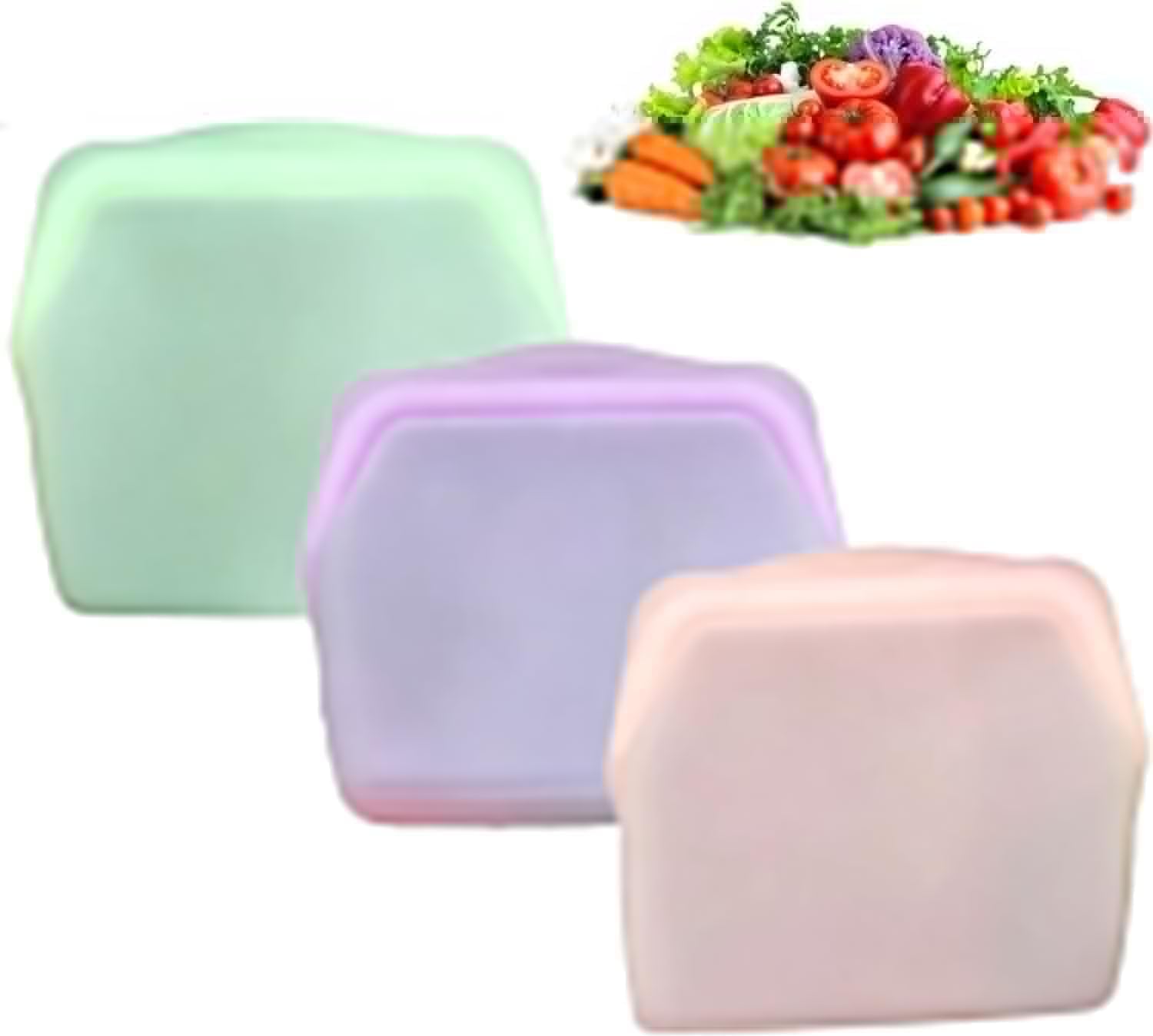 Leakproof Reusable Silicone Storage Bags,Leak-Proof Upright Freezer Bags,BPA-free Silicone Storage B/ag,Odor-Proof,High-Temperature Resistant