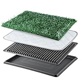 M.J COMFY-LIFE Dog Toilet Tray with Artificial Grass – Portable & Washable Indoor Puppy Potty, Reusable Litter Tray for Small Dogs, Leak-Proof Drainage System for Flats or Home Use (A - 51x41x3cm)