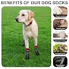 BINGPET Anti-Slip Dog Socks for Hardwood Floors,Injury Prevent Licking Dog Booties,Traction Control Paw Protector Dog Shoes for Hot Pavement with Reflective Straps for Small Medium Large Dogs