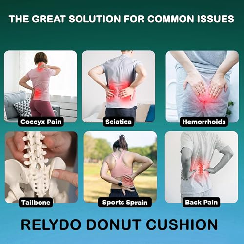 Image of Donut Pillow | Tailbone Pain Relief Cushion | Coccyx Cushion for Tailbone Pain | Sitting Pillow for Sciatica, Hemorrhoids | Piles Pillow for Sitting | Memory Foam Seat Cushion | Black Grey