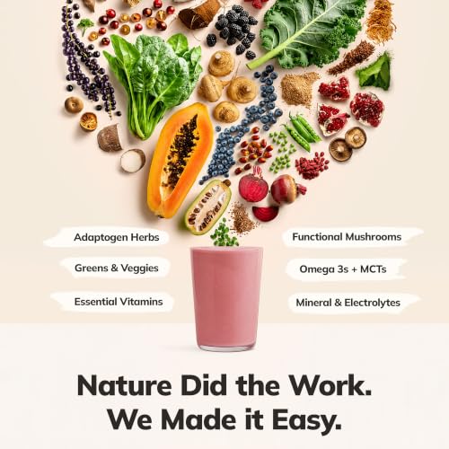 Image of Ka'Chava All-In-One Nutrition Shake Blend, Strawberry, 15 Servings, 85+ Superfoods & Nutrients, Greens Plant-Based Powder Protein Drink, Digestive Enzymes & Probiotics, Vegan Dairy Gluten Free