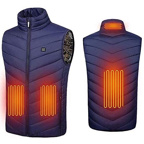 Angelay-Tian Gilet chauffant pour homme et femme, gilet chauffant électrique USB, 3 niveaux de température, lavable, pour la chasse, l'extérieur, le camping (couleur : bleu, taille XXL) Cover