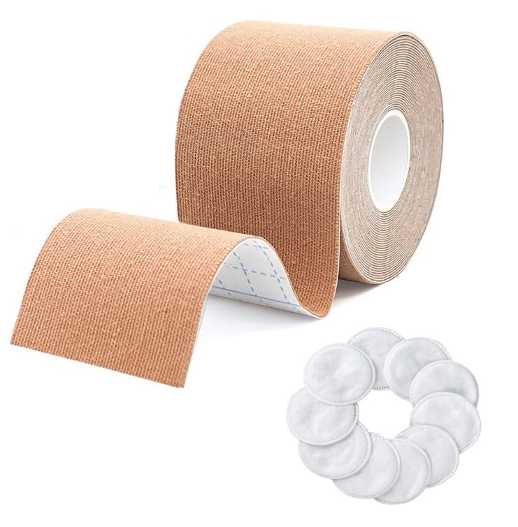myynti Women's Breast Lift Adhesive Tape Strapless Push up Boob Tape Sweat-Proof Invisible Under Clothing with 10 pcs Cotton Nipple Cover 5 Meter-picture-14