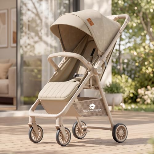Image of StarAndDaisy Stroller for Baby, Foldable Baby Stroller with Reversible Seat, 3 Recline Positions, 5-Point Safety Harness, Adjustable Footrest, Large Canopy & Storage Basket