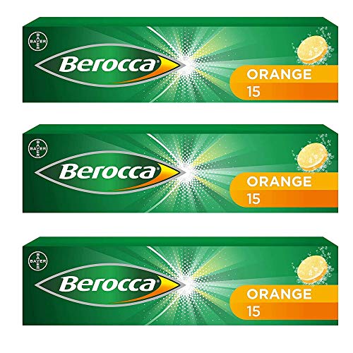3 pack Berocca Performance 15 Orange Flavor Effervescent Tablets Vitamin B C Calcium Magnesium & Zinc Freeshipping