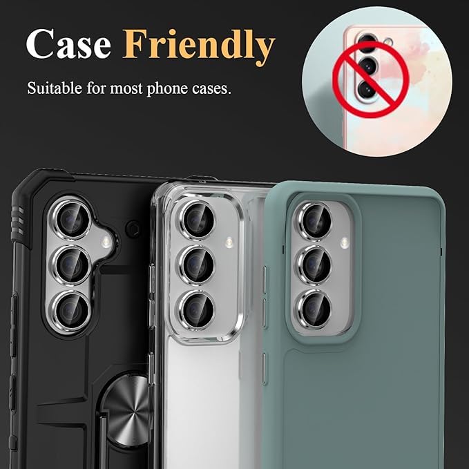 Image of CLITZ Camera Lens Protector for Samsung Galaxy S25+ / S25 Plus 5G, 9H Tempered Glass Metal Individual Ring Cover,HD Clear, 1 Set (Silver)