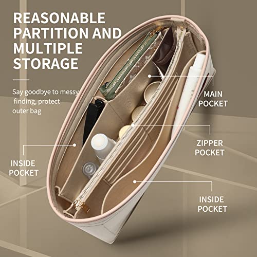 Image of Doxo Purse Organizer Insert & Base Shaper, Felt Handbag & Tote Bag Fit LV Graceful MM More(Beige,SL)