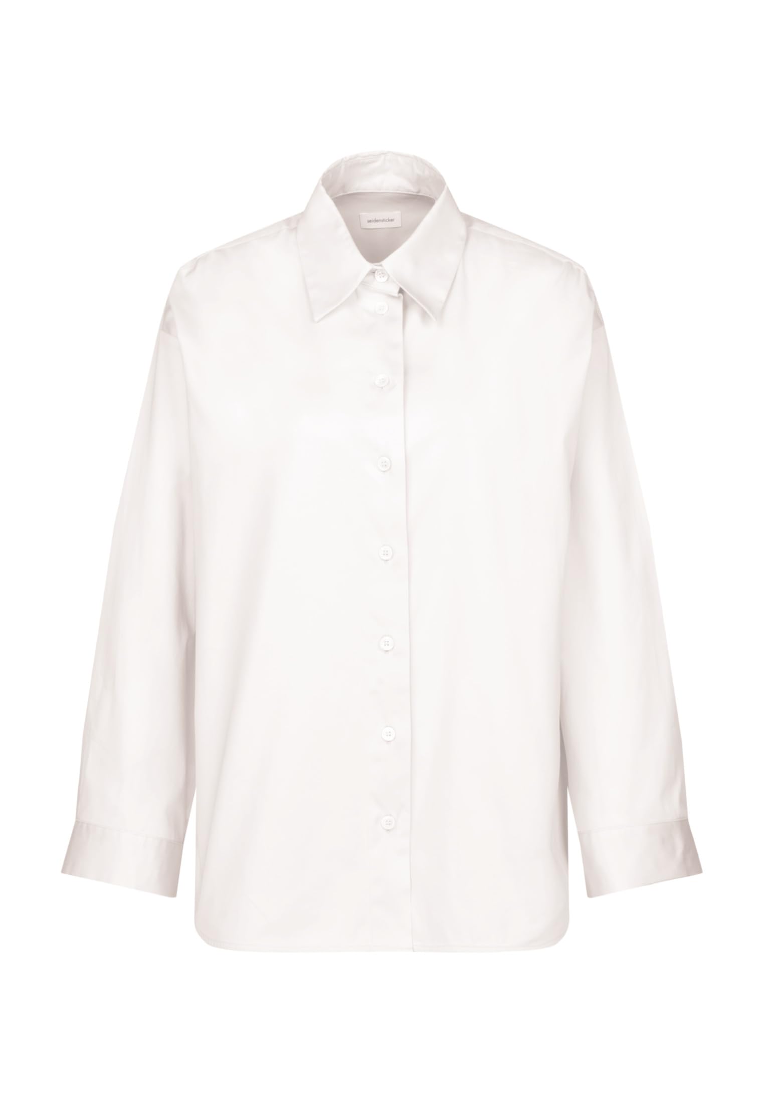 Seidensticker Damen City Bluse – Langarm, Slim Fit, Bügelfrei, Kelchkragen, Weiß, Größe EU 46