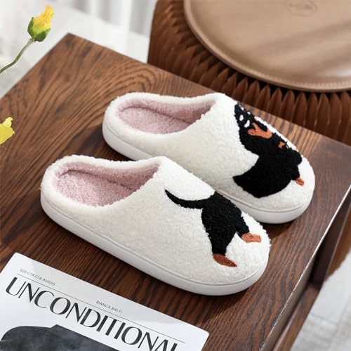 Image of Highland Cow Slippers for Women Plush Scottish Highland Cow Animal Slippers Warm Non Slip Home Indoor Slippers