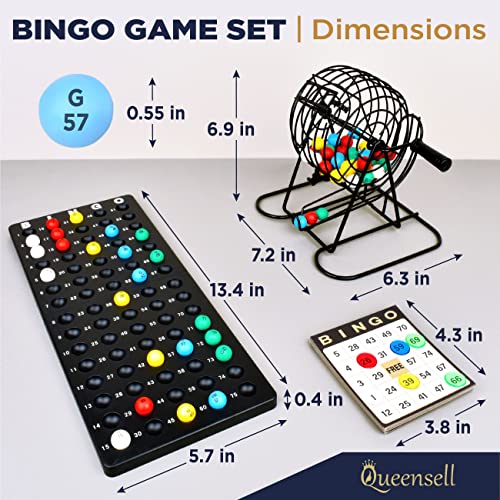 Queensell Bingo Game For Adults - Bingo Set - Best Board Games With Metal Bingo Cage And Balls Set With Bingo Cards - Bingo Games For Family - Bingo Sets For Adults Large Group #TOP4