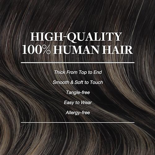 Image of GOO GOO Clip in Hair Extensions Real Human Hair, Remy Human Hair Extensions Clip ins for Women, Natural Human Hair, 22inch 150g 9Pcs, 1B /16 /1B Balayage Natural Black to Light Blonde