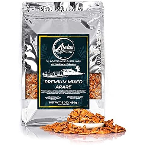 Aloha Right Now Premium Mixed Arare Rice Crackers Mochi Crunch Japanese Hawaiian Style Asian Snack Mix 1LB 16oz Cover