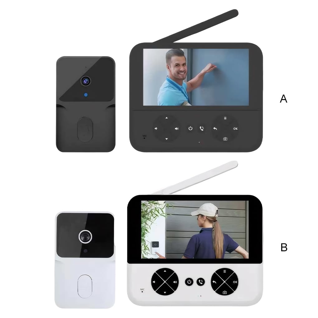 Timbre Visual Inteligente con función de Control Remoto ABS, Timbre con batería y cámara, WiFi, hogar Inteligente inalámbrico, Negro