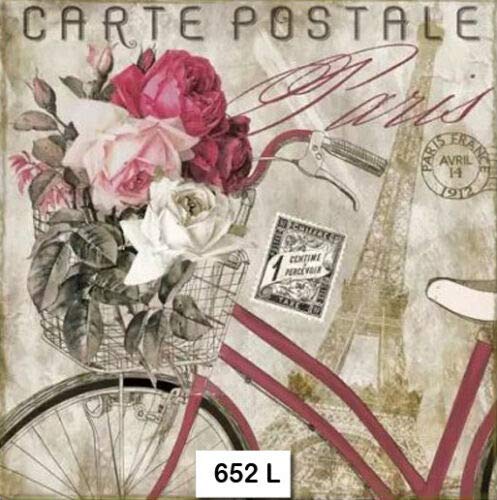 2 Psc Paper Party Napkin BICYCLE PARIS FLOWERS Watercolor Decor Luncheon Napkins for a birthday holiday, Wedding, Cocktail Party