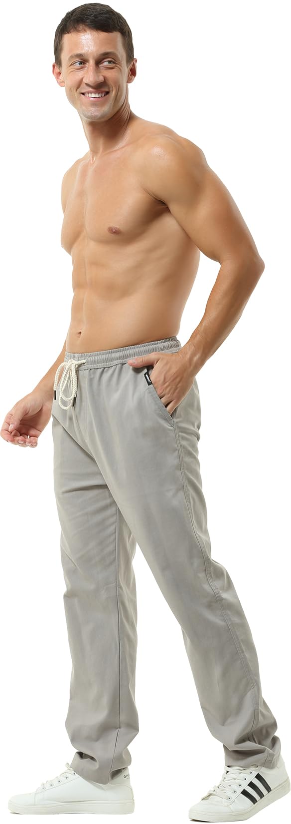 HOEREV Lin Pantalons décontractée de Plage été - 3