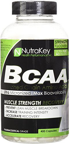 NutraKey BCAA Supplement -Electrolyte Powder - Muscle Builder and Recovery Formula - Branched Chain Amino Acids - for Men and Women - 1500mg - 400 Capsules