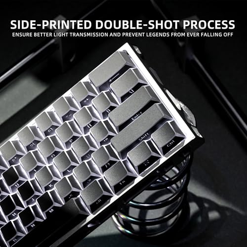 Image of XVX Shine Through PBT Keycaps, Gradient Gray Keyboard Keycaps Cherry Profile, Custom Side Printed Keycap Sets Suitable for 60% 65% 75% 80% 100% Mechanical Keyboard