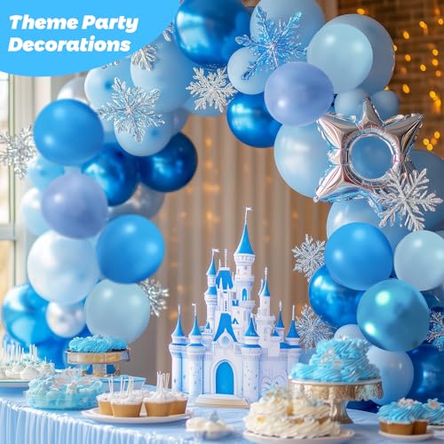 Image of RUBFAC Blue Balloons, Light Blue Birthday Balloons 65pcs Pearl Pastel Party Balloon for Birthday Baby Shower Wedding Frozen Theme Party Decorations