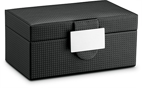 Glenor Co Travel Watch Case - 3 Slot Watch Box, Carbon Fiber Design For Mens Watches, Men's Watch Holder Boasts Metal Buckle, Secured Velcro Closure & Leather Pillows, Small For Traveling - Black #TOP2