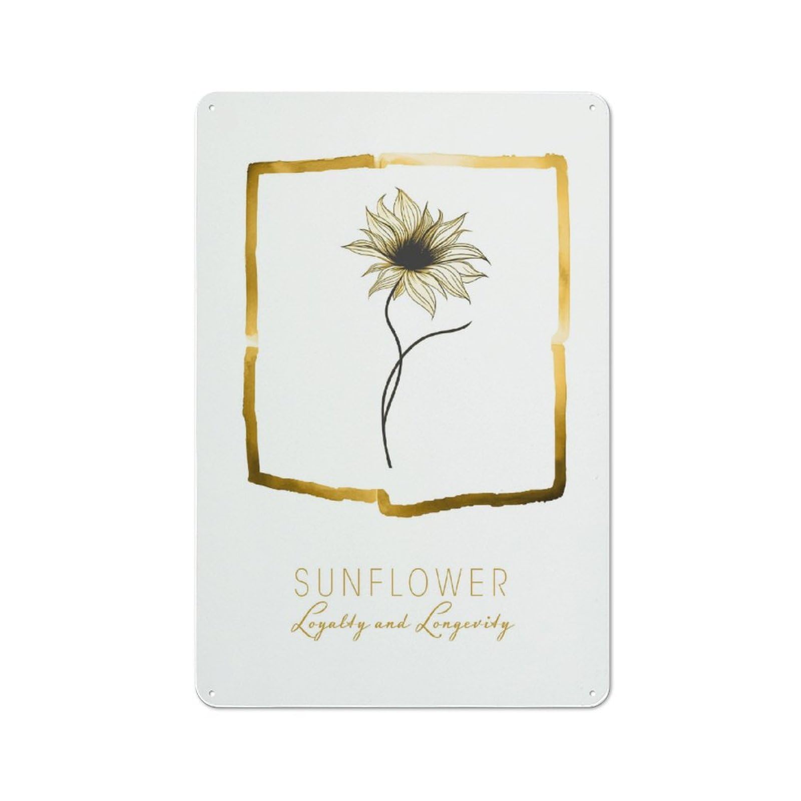 Junmoney Style-4 Decorative Metal Plaque With Sunflower Loyalty & Longevity Design 30X20cm, Modern Retro Studio Wall Art For Workspace, Cafe, Hallway Or Garage