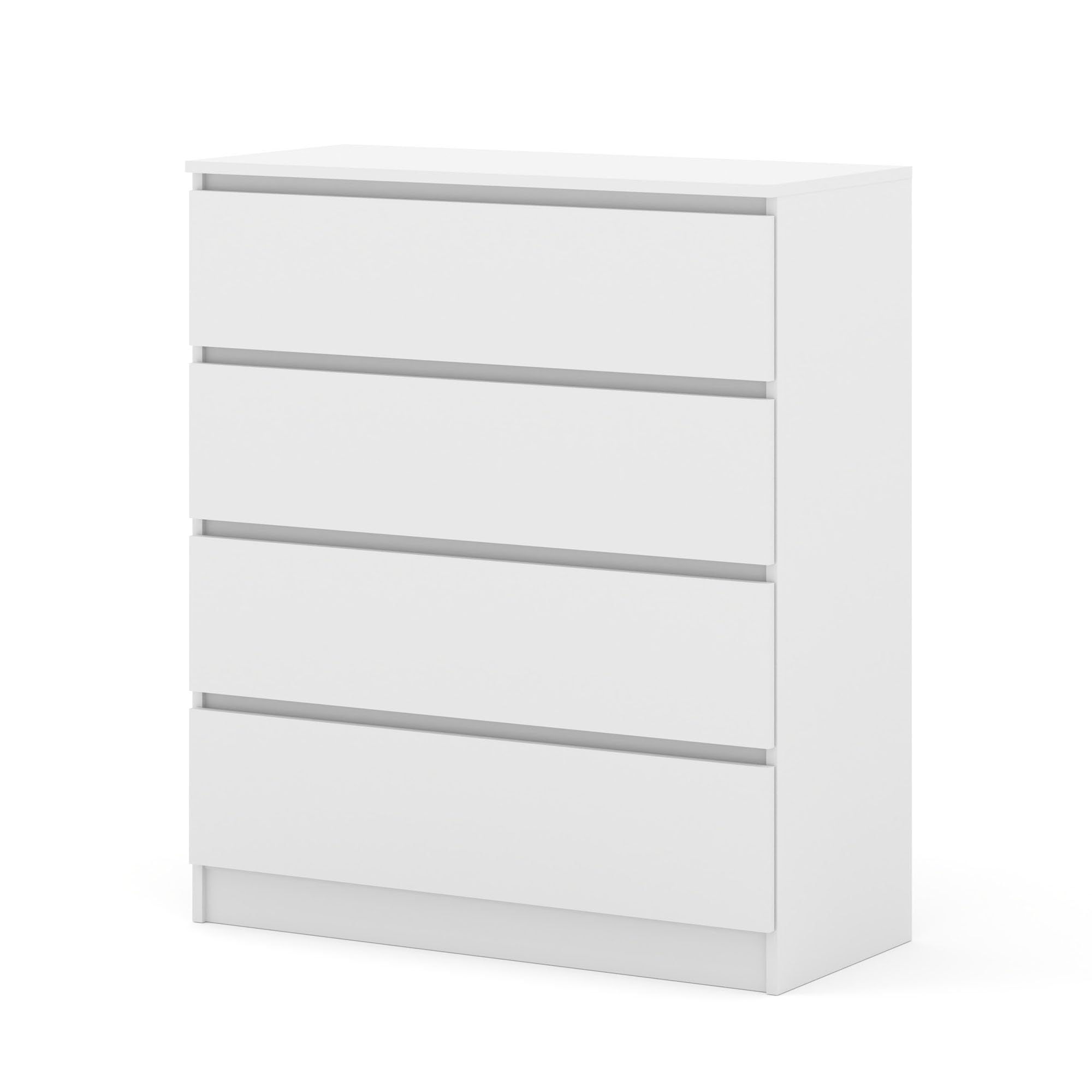 Homlando Cassettiera senza maniglie, cassettiera con 4 cassetti, stabile soggiorno, camera da letto o ufficio, Maia, 40 x 90 x 104 cm, bianco opaco