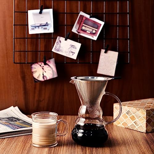 Passador de Café Vidro Borossilicato com Filtro de Aço Inoxidável Reutilizáve cafeteira de vidro res