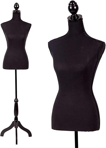 Hkeli Maniquí de torso femenino forma de vestido de cuerpo de maniquí de pie 60 a 67 pulgadas con trípode altura ajustable para mujer, torso