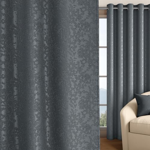 Image of Wakefit Jacquard Room Darkening Curtain | Light Blocking Upto 70% | (5 x 3.9 ft) | Door Curtain | Set of 2 | Reduces Noise | Machine Washable | Smash |Geo Grey