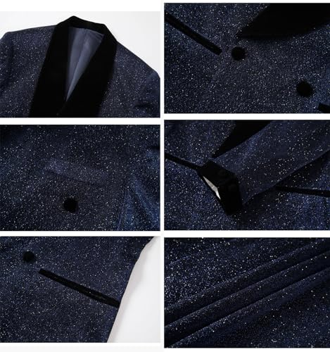 2 Pieces Men's Suit Shiny Tuxedo Slim Shawl Lapel Blazer Jacket Vest Pants Set for Wedding Party,Homecoming,Prom4