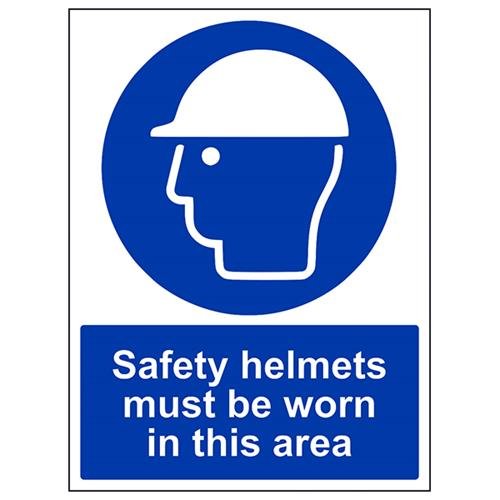 vsafety 41004bc-r"Cascos de seguridad debe llevarse en esta zona" obligatorio EPI Sign, plástico rígido, vertical, 300 mm x 400 mm, color azul
