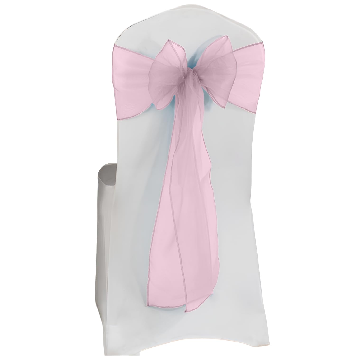 Elegant Event Essentials β Set of 200 - Organza Chair Tie Sashes - Wider Fuller Cover for Wedding Decorations, Birthday, Banquets & Party Events - Chair Cover Sheer Bows, Ribbon - Baby Pink