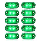 ALFU 10 Pack Green DC12-24V IP68 Waterproof LED Trailer Lights Kit Front Rear LED Side Marker Clearance Indicators Light for RV Camper Truck Van Caravan Boat