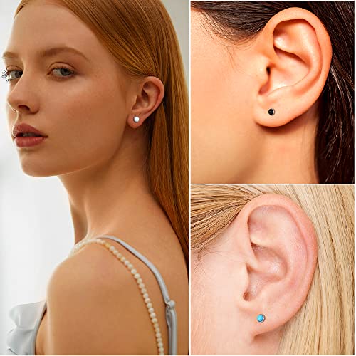 Ironbox Titanium Earrings Flat Back G23 Pure Titanium Earrings Hypoallergenic Stud Earrings For Sensitive Ears Opal Cz Flat Back Earrings For Women #TOP2