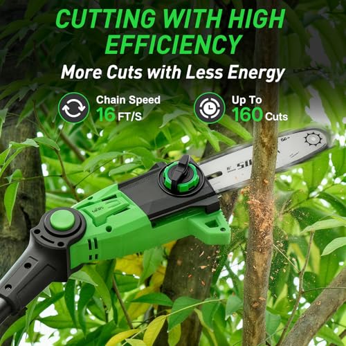 Image of SOYUS 8-Inch Cordless Pole Saw For Tree Trimming With 2 x 3.0 Ah Batteries