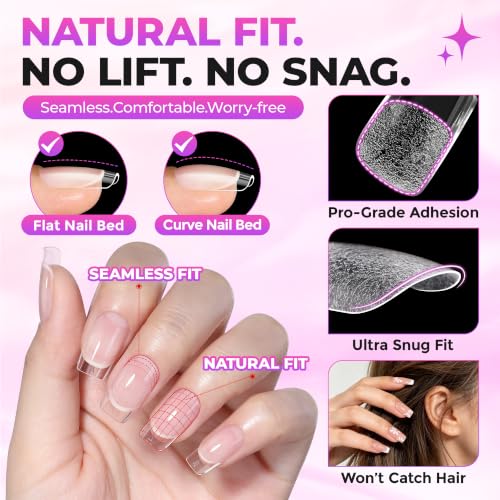 Image of UNA GELLA Short Square Gel Tips Nail Kit, Pre-Etched Nail Tips 120PCS