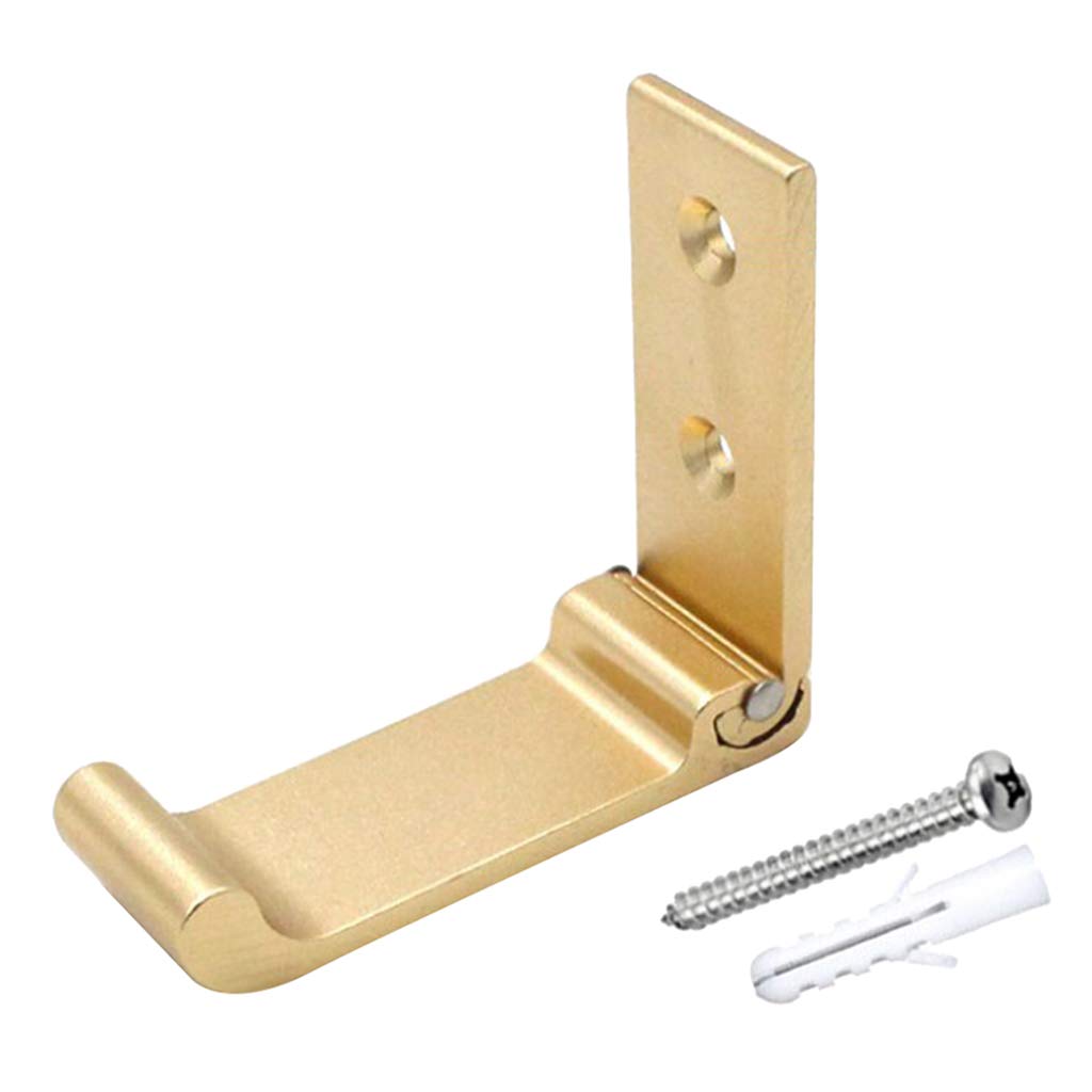 WOVEBIUS Aluminum Alloy Foldable Wall Coat Robe Bag Hanger Hook Organizer Golden